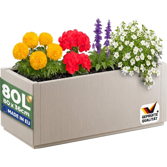 Casaria Plantenbak - Vorstbestendig Drainagesysteem 80l - Wit