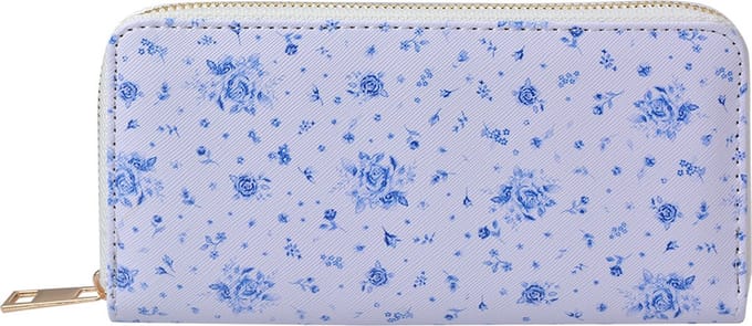 Juleeze Portemonnee 10x19 cm Wit Blauw Polyester Roosjes