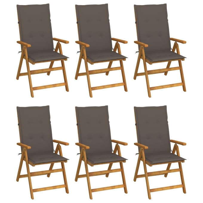 vidaXL - Inklapbare - stoelen - 6 - st - met - kussens - massief - acaciahout