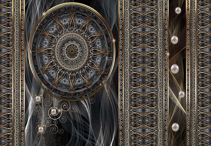 Fotobehang Luxury Abstract Pattern Spheres | XL - 208cm x 146cm | 130g/m2 Vlies