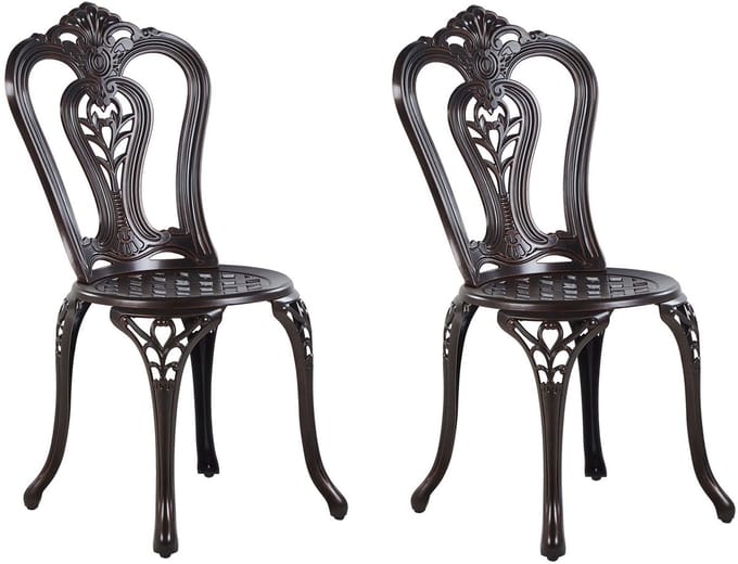 BOVINO - Tuinstoel set van 2 - Donkerbruin - Aluminium