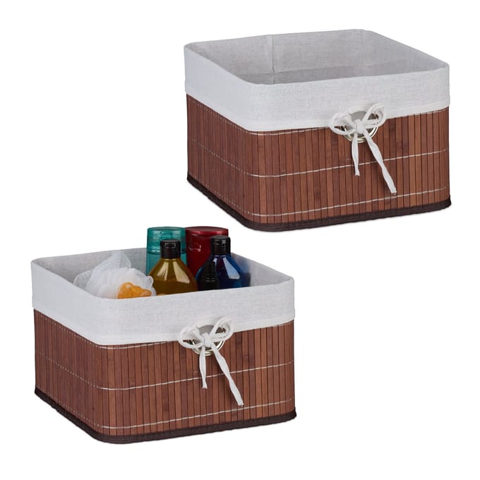 opbergmand bamboe - set van 2 - 20 x 31 x 31 cm - badkamer - bruin