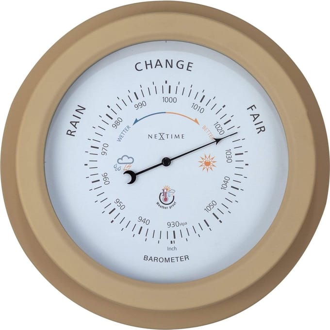 NeXtime Orchidee – Barometer – 22 cm – Metaal – Bruin – Weerbestendig