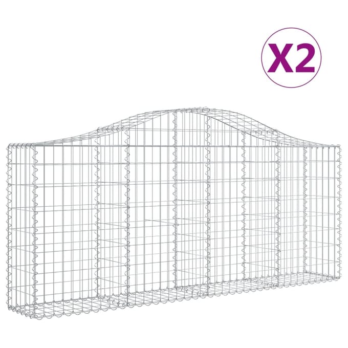 vidaXL - Schanskorven - 2 - st - gewelfd - 200x30x80/100 - cm - gegalvaniseerd - ijzer