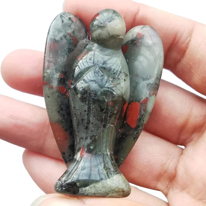 Solidchoice - Handgegraveerde Bloedsteen Engel Beeldje 5CM
