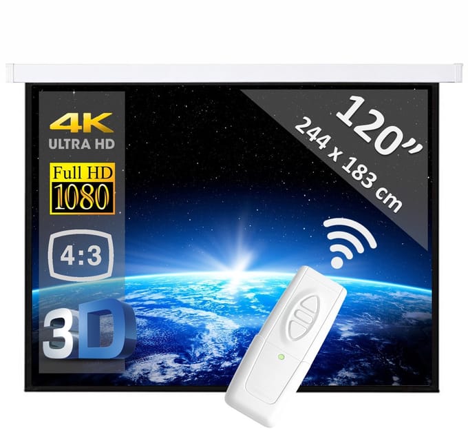 Elektrisch projectiescherm met afstandsbediening - 120" (3m05) - 244 x 183 cm - 4:3 - beamer scherm