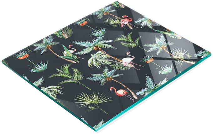 Decoratieve serveerplank van glas met retro flamingo's, 60x52 cm