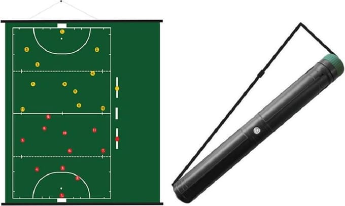 Oprolbaar HOCKEY coachbord (94x105 cm) + draagkoker