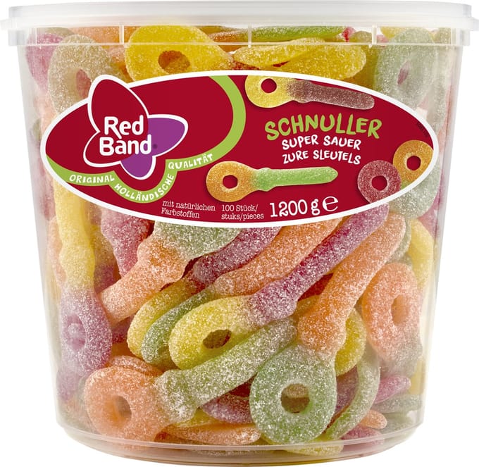 Red Band - Giant sour dummies  - 100 piece tub