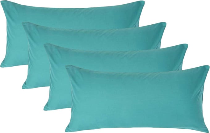 Homescapes Kussensloop 40x80 cm Set van 4 – Petrol – 100% Egyptisch Perkal Katoen – 200 TC