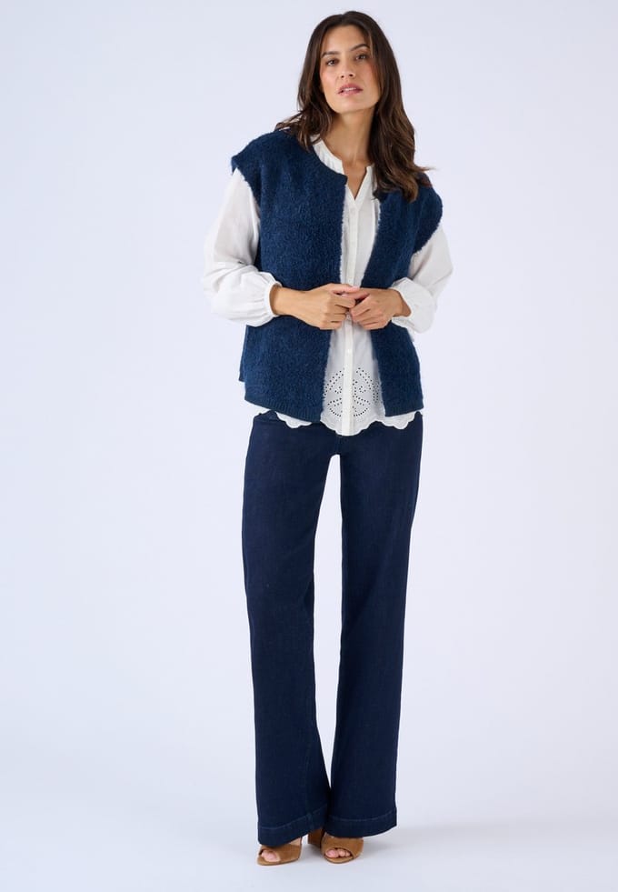 Damart - Mouwloos vest van bouclette-breisel - Dames - Blauw - S