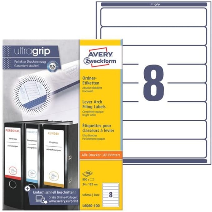 L6060-100 ordnerrugetiketten 34 x 192 mm - 800 stuks permanent plakkend