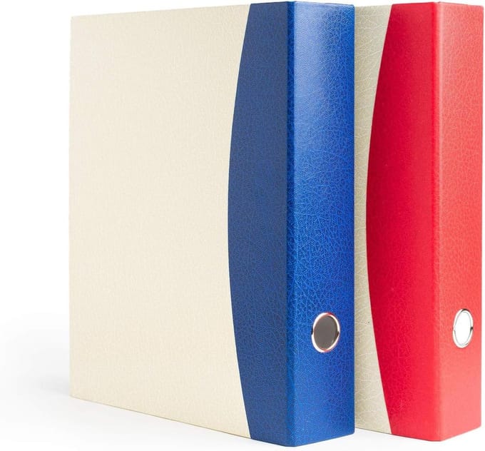 Ringbandmap A4 - Archiefmap Kantoor - Documenten Archiveren - 4D Vernikkelde Clip - 40 mm Clip - Rood Blauw