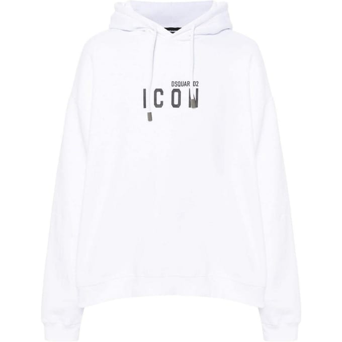 Dsquared2 Witte Hoodie Met Zwart Iconisch Logo