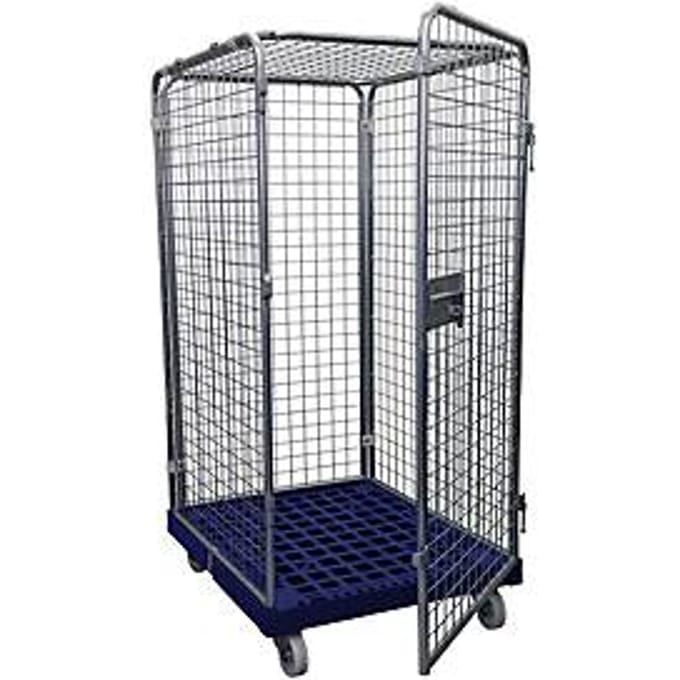 Rolcontainer maat 5, zonder legborden, 1600 mm hoog, donkerblauw
