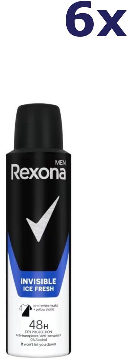 Rexona Deo Spray - Men Invisible Ice - 6 x 150 ml Voordeelverpakking