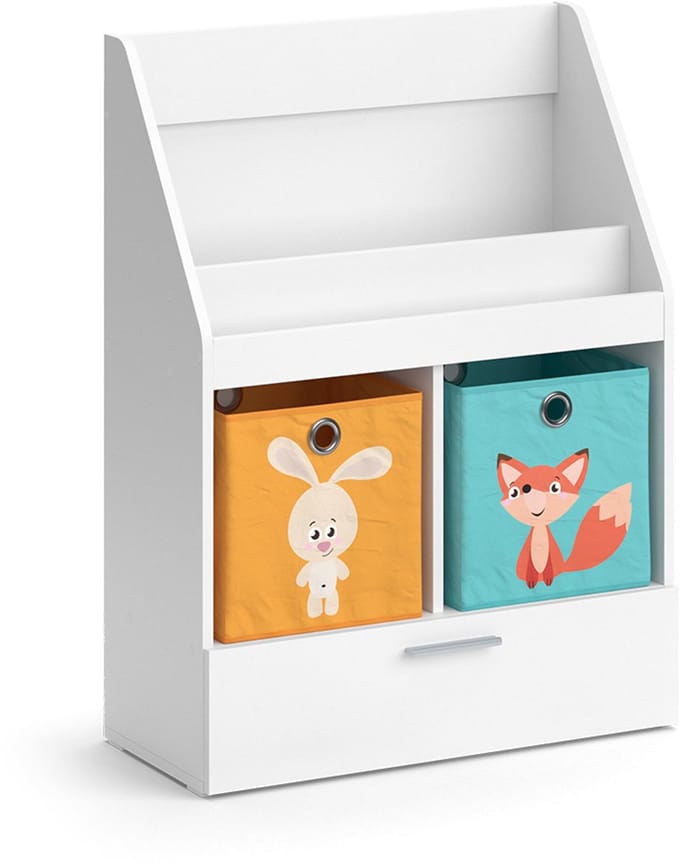 Vicco Luigi Kinderboekenkast – 72 x 96.2 cm met lade en 2 vouwboxen opt.6 Wit