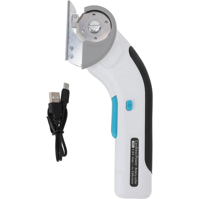Draadloze Elektrische Schaar Stof Leer Tapijt Karton Snijgereedschap met Veiligheidsslot 3.6V white