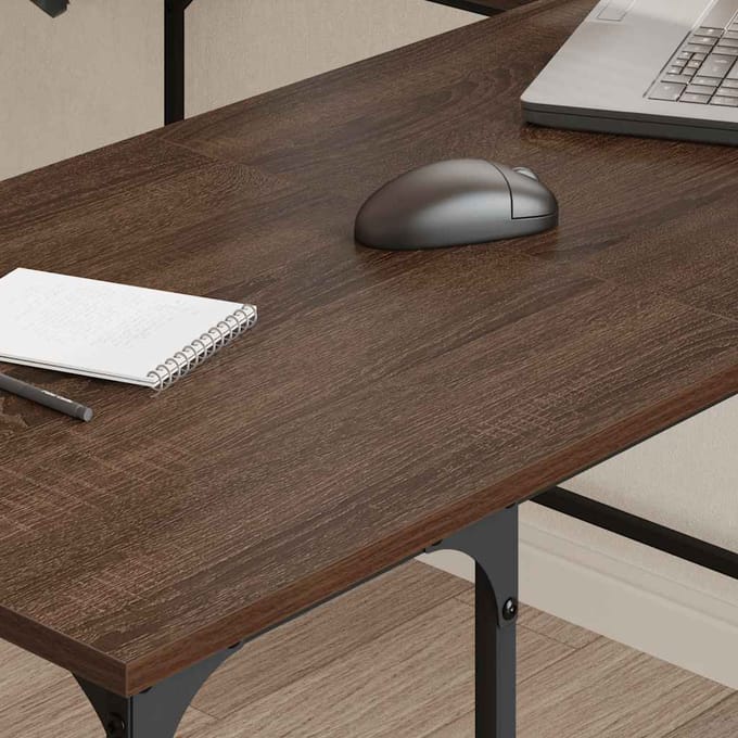 vidaXL Bureau 139x139x75 cm bewerkt hout bruin eikenkleur