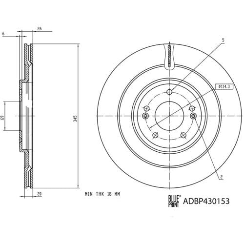 Remschijf BLUE PRINT ADBP430153, 1 stuk