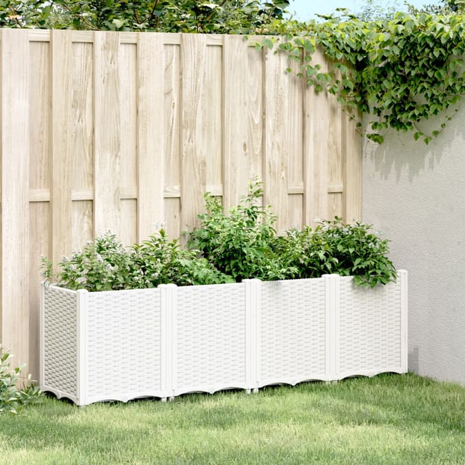 vidaXL - Plantenbak - 160x40x53 - cm - polypropeen - wit
