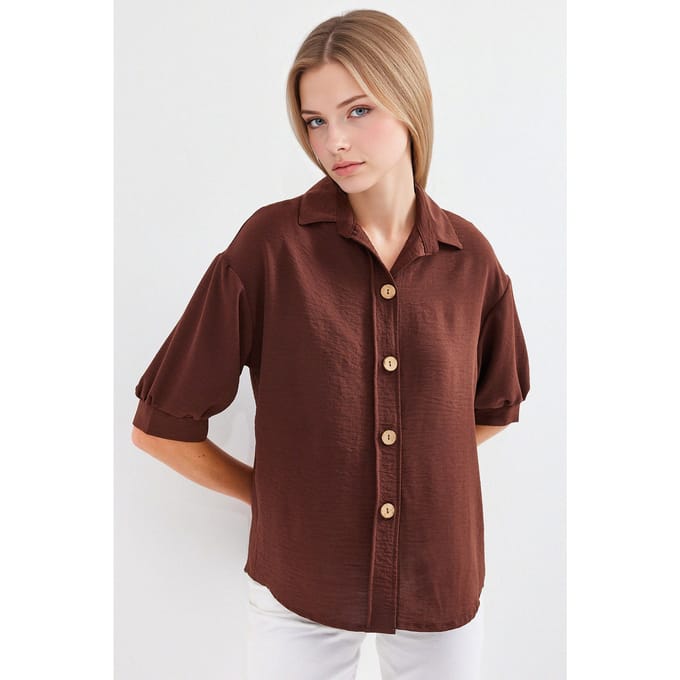 Oversized Crepe Shirt met Knopsluiting