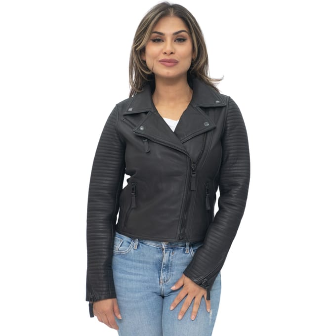 Dames leer mat vintage Brando bikerjack-Taipei