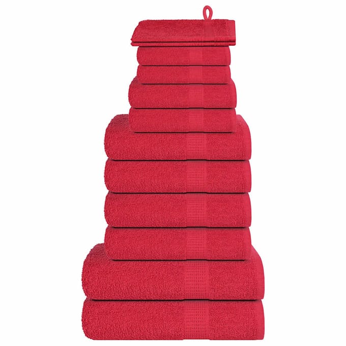 vidaXL - 12-delige - Handdoekenset - FROGN - 360 - g/m² - rood