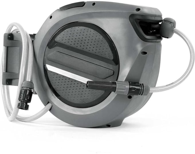 Zylo® Wandslangenbox - Compacte Slanghaspel - Draaibare Slanghaspel - Grijs - 44cm x 18cm x 34cm