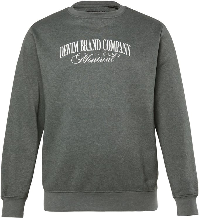 Men Plus - Heren - Sweatshirt gemêleerde sweatstof borstprint - Donkergroen - Maat L