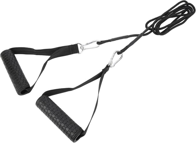 Tricep Touw - Kabelgreep - Kracht Training - Verstelbare Greep - 205 cm Lengte - Zwart