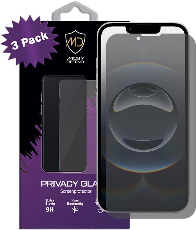 3-Pack MobyDefend Screenprotectors - Geschikt voor iPhone 16e - HD Privacy Glass Screensavers
