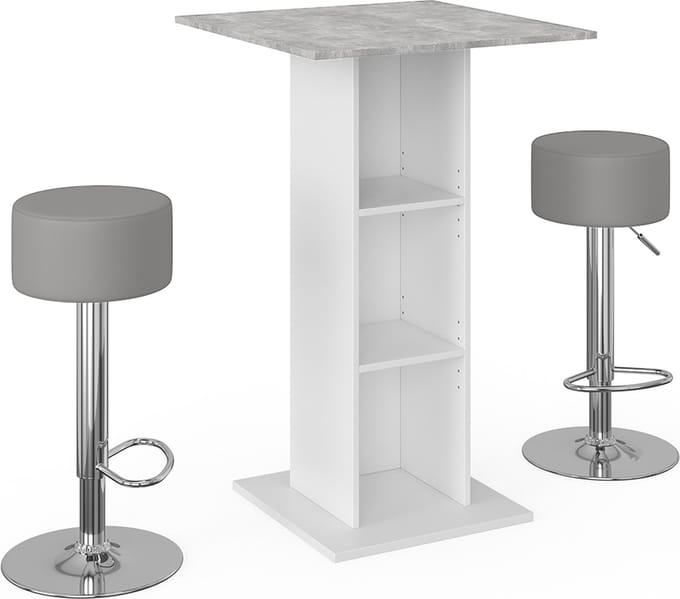 Vicco Rodeo Bartafel set – 70 x 70 cm met 2 barkrukken Beton