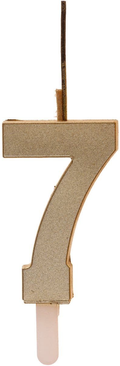 Cijferkaars 7 - Goud - DUO (2 type kaarsjes) - 0-9