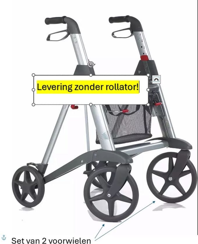 Voorwielen geschikt voor Access rollator Active, set van 2 stuks (levering zonder rollator)