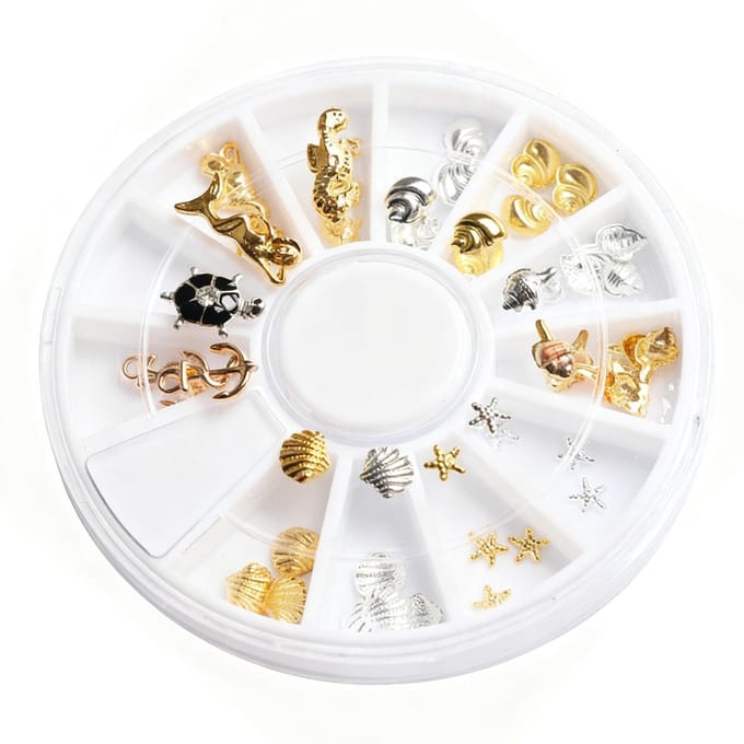 Glitter Metaallegering Schelp Schelp Decoratie Nail Art Stickers Pailletten DIY Manicure white