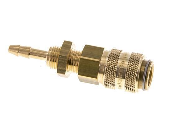 Messing DN 5 Luchtkoppeling Snelkoppeling 4 mm Slangpilaar Schotkoppeling