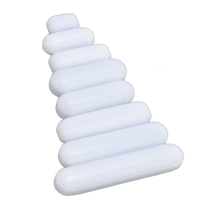 8 Stuks Magnetische Roerstaaf Set PTFE Roerstaaf Mengstaven voor Laboratoriumroerder 10mm 15mm 20mm 25mm white