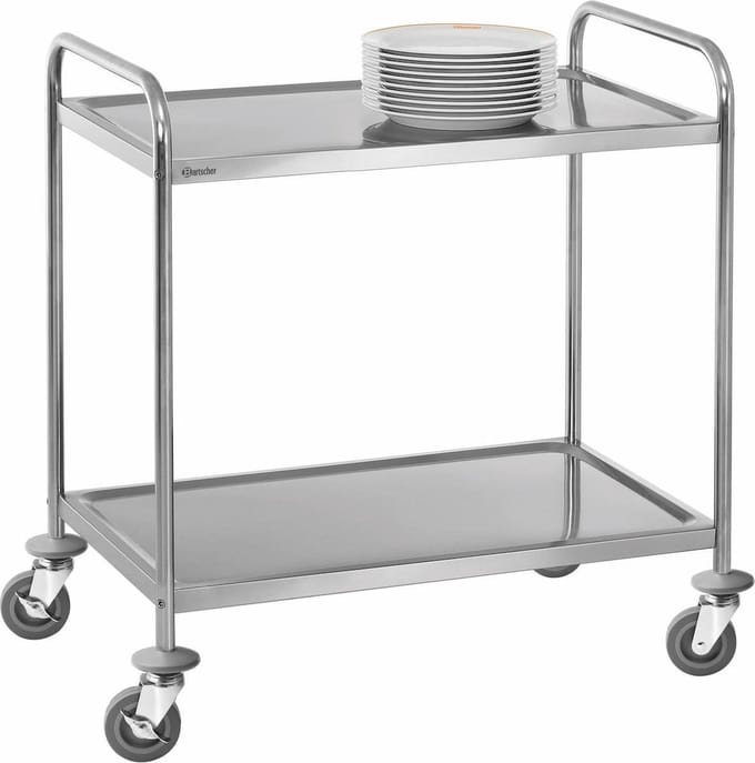 RVS Serveerwagen 2 bladen medium | 92(b) x 60(d) x 94.5(h) cm