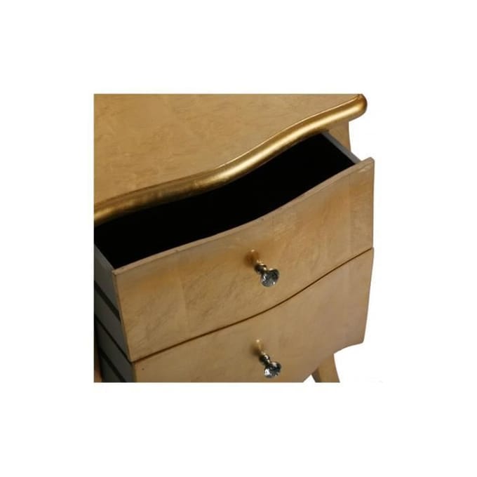 Table de chevet - VERSA - Cagliari - 2 tiroirs - Bois - Doré