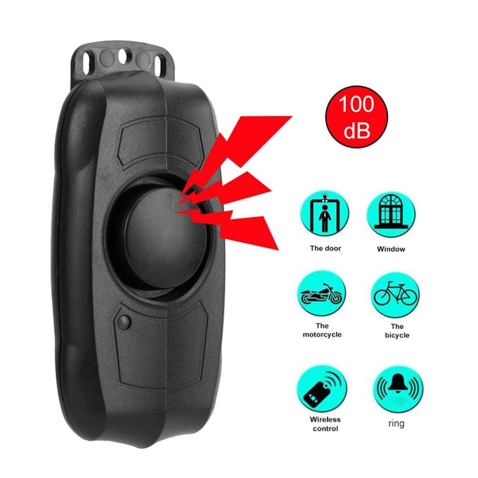 Fiets Motorfiets Draadloze Afstandsbediening USB Opladen Vibratie Beveiligingsalarm Anti Diefstal Melder black