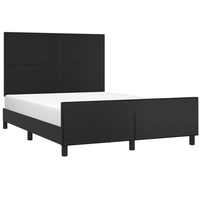 vidaXL - Bedframe - met - hoofdbord - kunstleer - zwart - 140x200 - cm