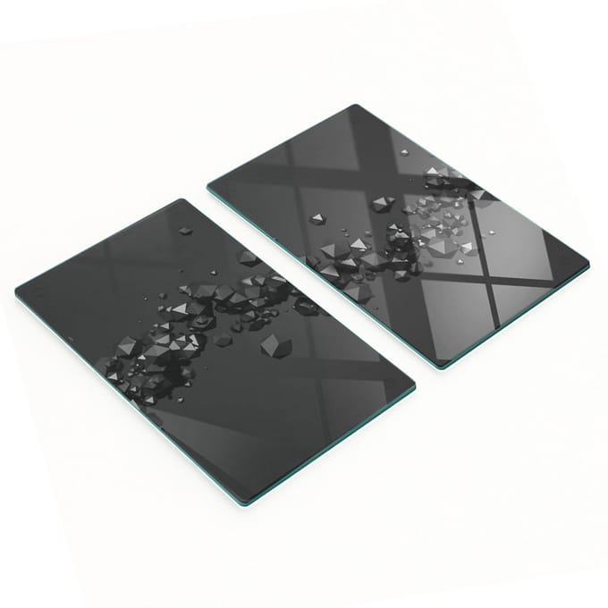 Set van gehard glazen snijplanken met 3D-print, 2x30x52 cm