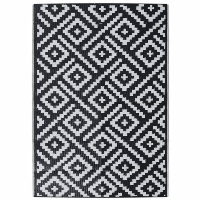vidaXL Buitenkleed ARAKIL 140x200 cm polypropeen wit en zwart