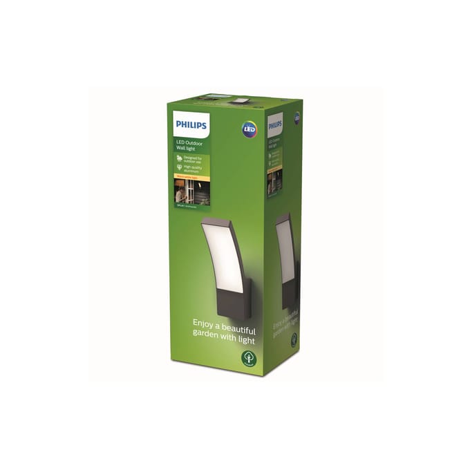 Philips Splay outdoor wall lamp 12W 2700K anthracite