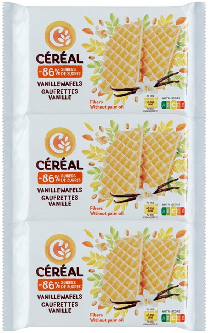 Céréal Vanillewafels - 3 x 90 gr - Voordeelverpakking