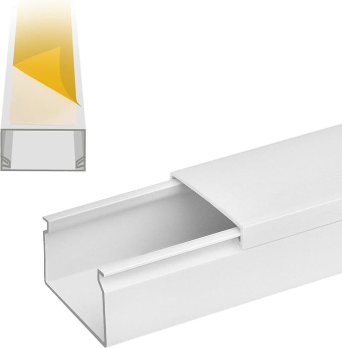 Kabelgoot/ leidinglijst met bevestigingstape 2X1 M wit 30x20 mm