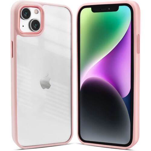 Coverzs telefoonhoesje geschikt voor Apple iPhone 14 Plus solid bumper hoesje - optimale bescherming - mat - transparant / roze