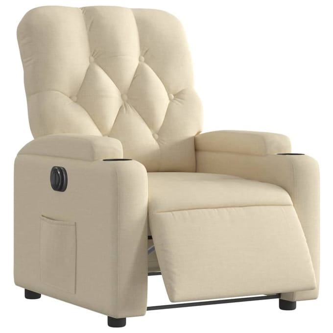 vidaXL - Fauteuil - verstelbaar - elektrisch - stof - crèmekleurig