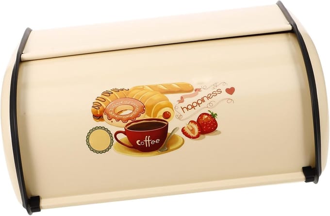 Broodbewaarcontainer - Broodtrommel - Aanrecht Opslag - Grote Capaciteit - 34.5 x 23 x 14.5 cm - Goud